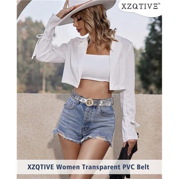 XZQTIVE Double Grommet PU Leather Belt Punk metal Jean Belt Wide 1.5 Inch main image 4